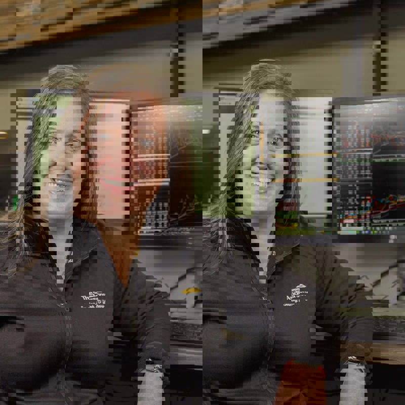 Individual working at a trading desk